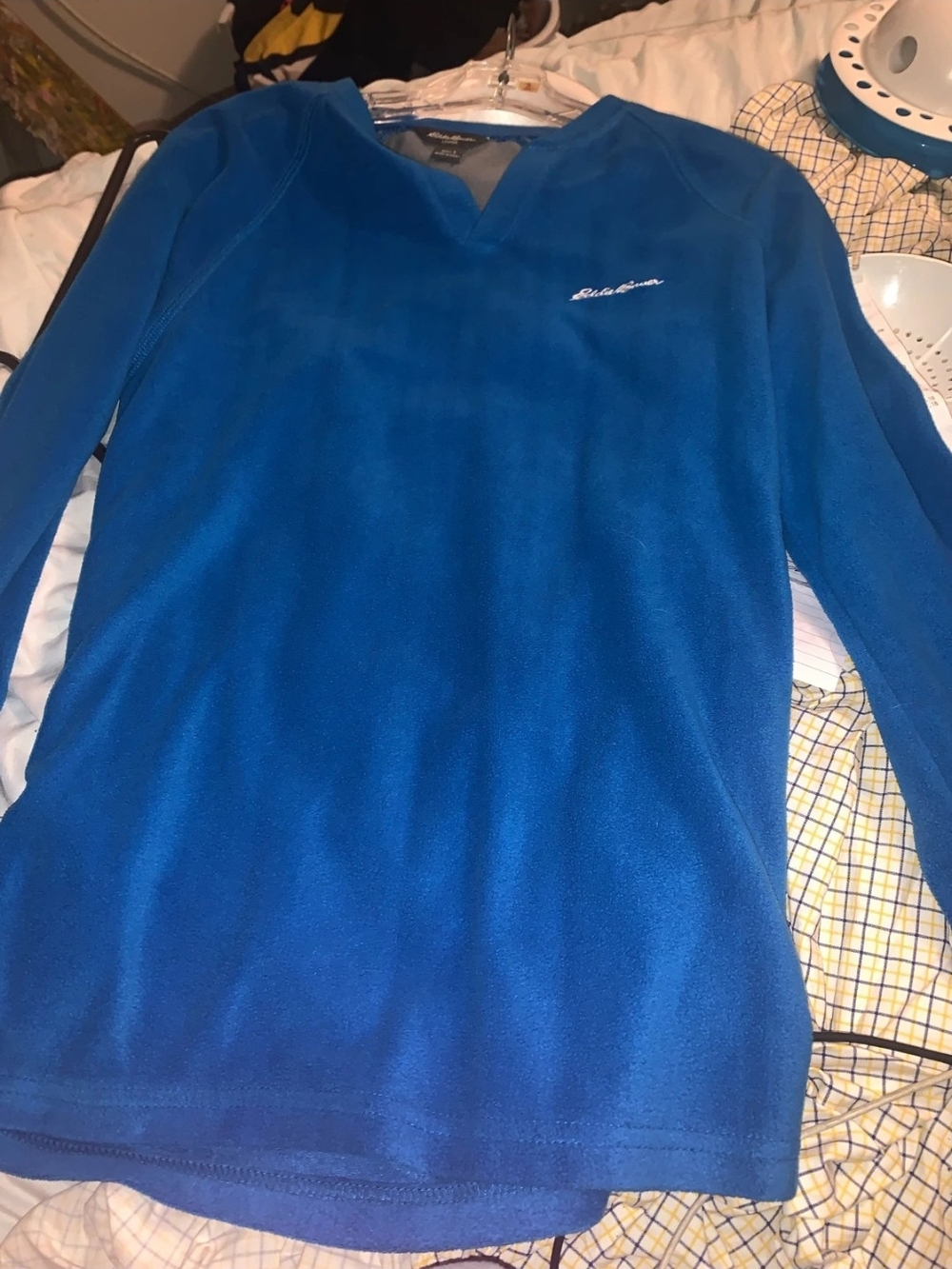 Eddie Bauer Men’s Bright Blue V-Neck Microfleece Pullover